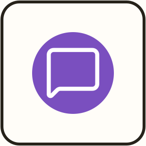 Chatterly app tile with a violet speech-bubble mark