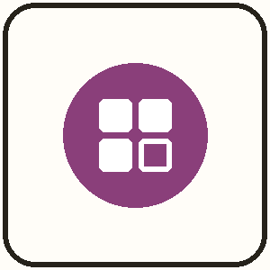Craftlet app tile with a plum four-block mark