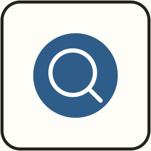 Prospectra app tile with a steel-blue magnifier mark